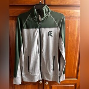 Michigan State green and white Ladies light weight zip up jacket